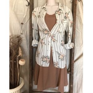 BDG Vintage Wash Floral Button Up